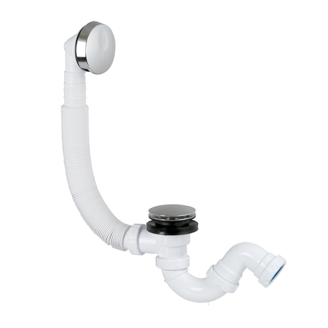 Desagüe bañera sifonico flexible, salida orientable con tuerca Ø40