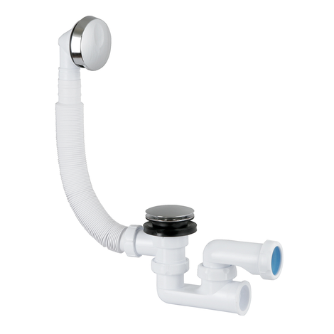 Desagüe bañera sifonico flexible autolimpiante, salida horizontal con tuerca Ø40 Desagüe bañera sifonico flexible autolimpiante, salida horizontal con tuerca Ø40