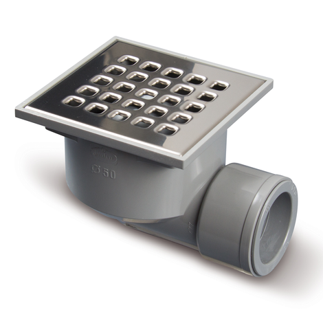 Sumidero sifónico, salida horizontal hembra encolar. Rejilla acero inox Sumidero sifónico, salida horizontal hembra encolar. Rejilla acero inox