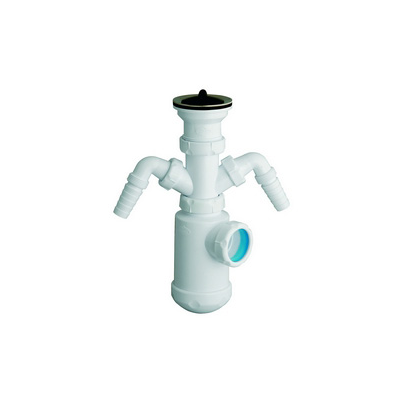 Sink bottle trap with waste outlet and two auxiliary inlets for domestic appliances