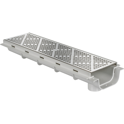 Caleira saída vertical com grelha aço inox.