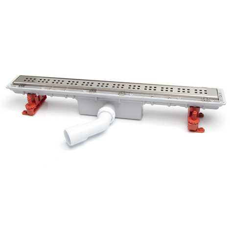 Canaleta Linnum para plato de ducha de obra. Sifón 50 mm. Salida orientable. Ancho 50 mm. Rejilla Classic. CERCO OCULTO