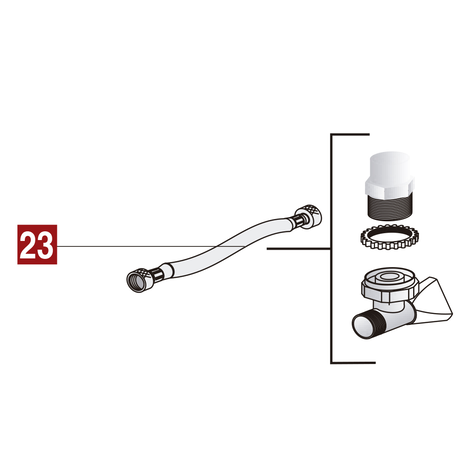 INEO - Latiguillo con juntas + Llave de alimentación en escuadra INEO - Latiguillo con juntas + Llave de alimentación en escuadra