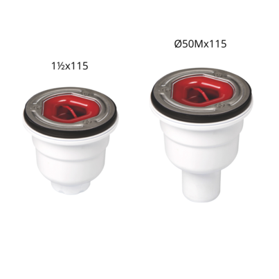 Válvula para plato ducha, sifón de 50 mm con brida metálica de fijación