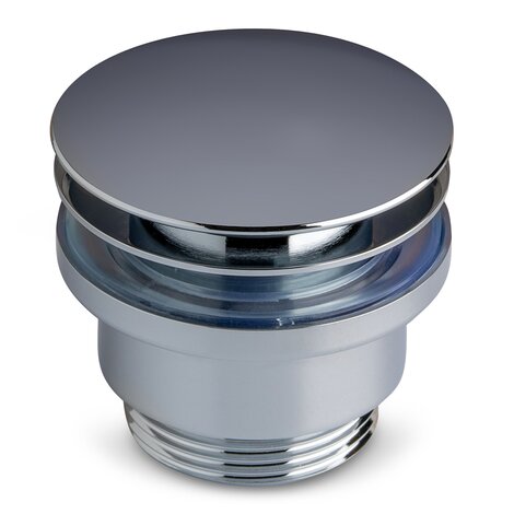 Válvula para lavabo/bidé en latón cromado con sistema de apertura/cierre click clack.