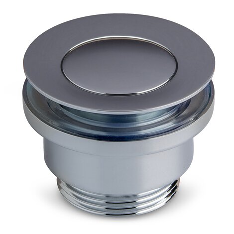 Válvula para lavabo/bidé en latón cromado con sistema de apertura/cierre click clack.