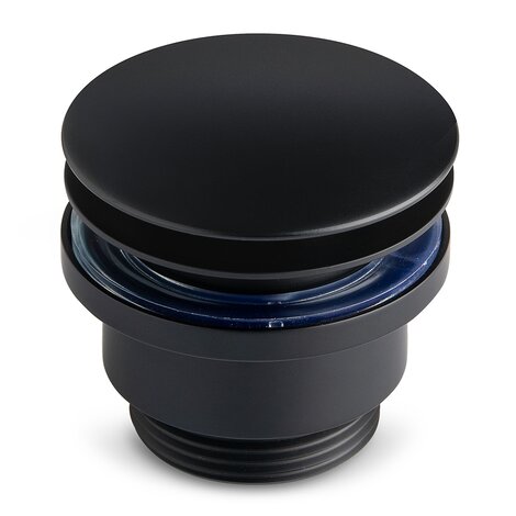 Basin/bidet valve in matte black finish with click clack opening/closing system.