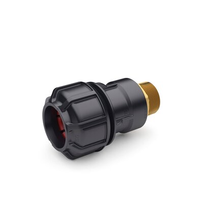 Mixed male threaded coupling with brass insert