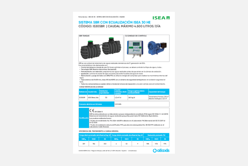 Ficha Técnica - Sistema SBR con ecualización ISEA 30 HE