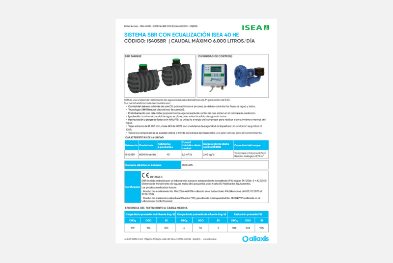 Ficha Técnica - Sistema SBR con ecualización ISEA 40 HE