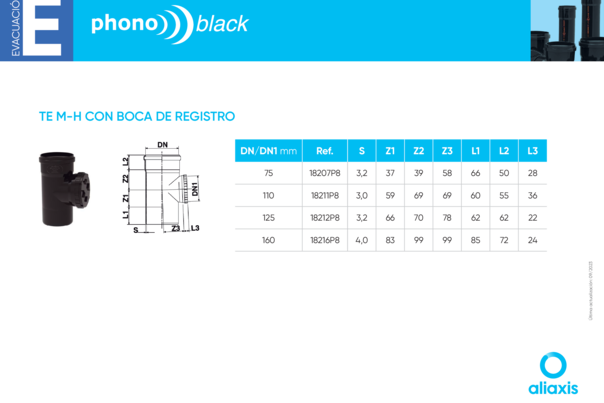 Ficha Técnica Phonoblack - TE M-H con boca de registro