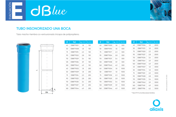 Ficha Técnica dBlue - Tubo insonorizado una boca
