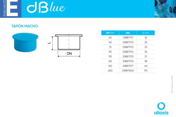 Ficha Técnica dBlue - Tapón macho