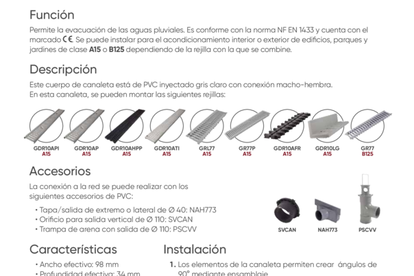 Ficha Técnica - CAB773 -  Canal de 0,5 m PVC