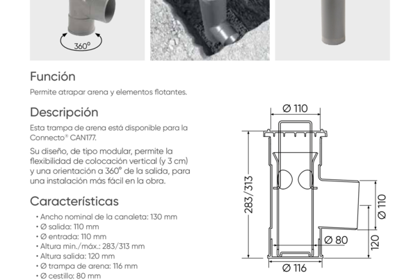 Ficha Técnica - PSCVV -  Trampa de arena con salida de Ø 110