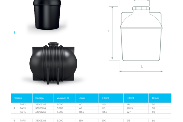 Ficha Técnica Depósito para Enterrar Vertical PE - TAR