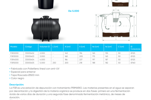 Ficha Técnica Fosa Séptica con Filtro FSR