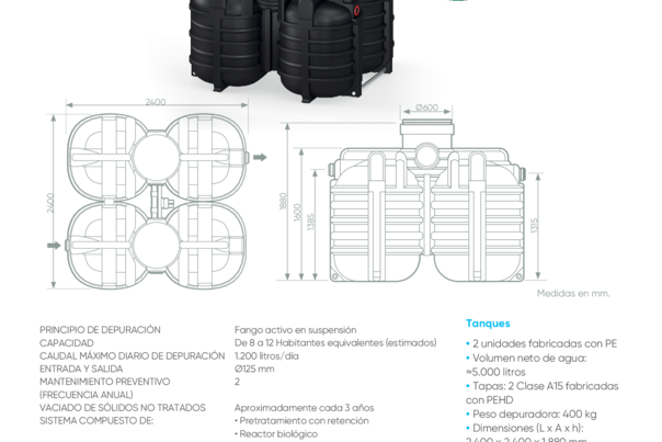 Ficha Técnica Depuradora de oxidación total PuresStation EP1200