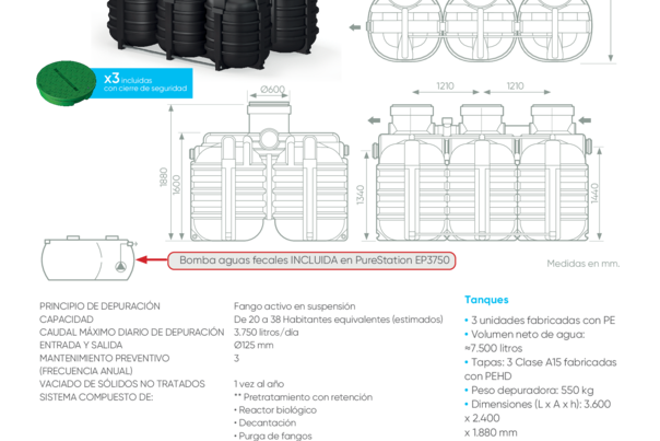 Ficha Técnica Depuradora de oxidación total PuresStation EP3750