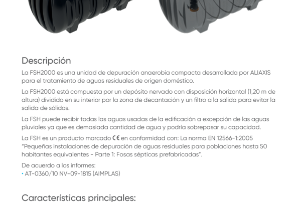 Ficha técnica Fosa Séptica FSH2000