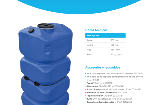 Ficha Técnica - Tanque ahorra espacio 750 l 